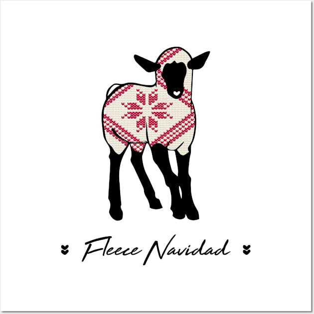 Fleece Navidad Feliz Navidad Christmas Sheep 2 Wall Art by CloudWalkerDesigns